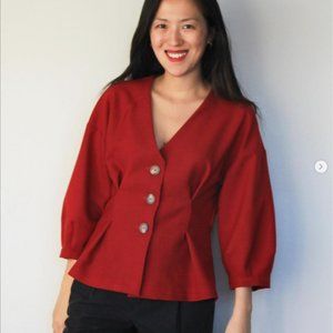 Custom Handmade Red Wool Blouse
